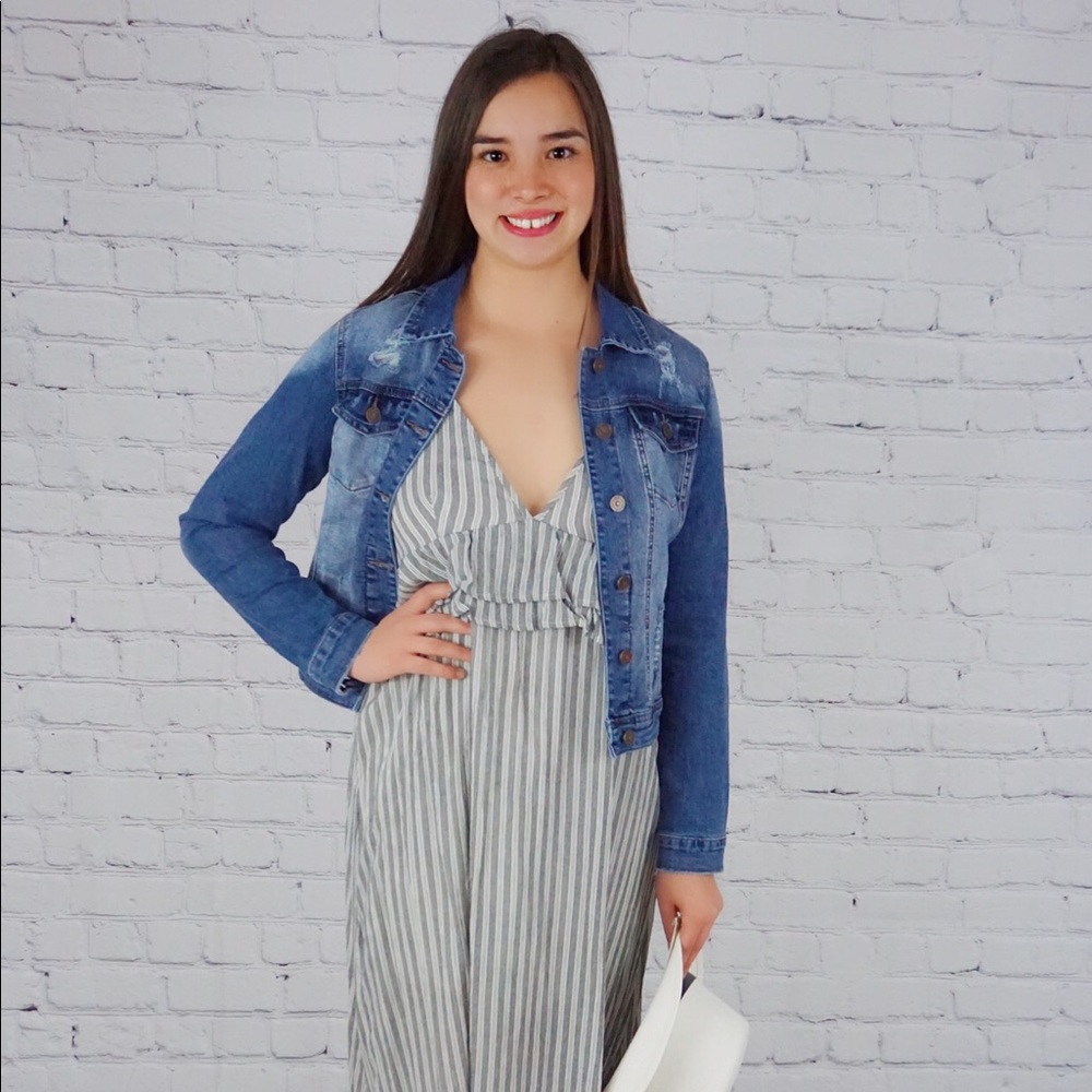 Striped Midi Dress with Ruffle Detail